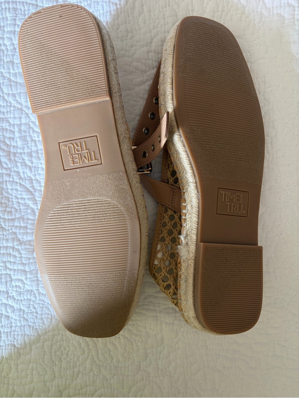 Time and Tru Woven Tan Espadrille Flats with Adjustable Strap - Picture 4 of 4